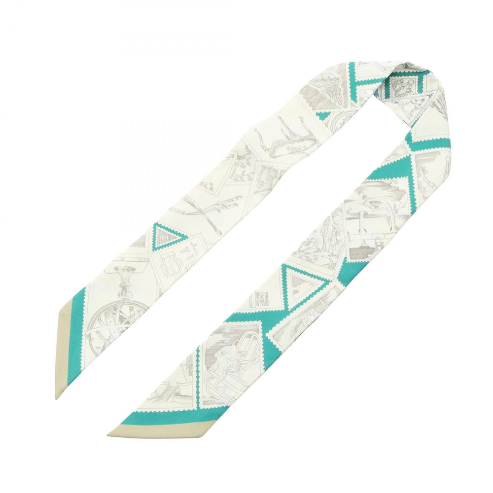 HERMES Authentic White Silk Scarf - Picture 3 of 6
